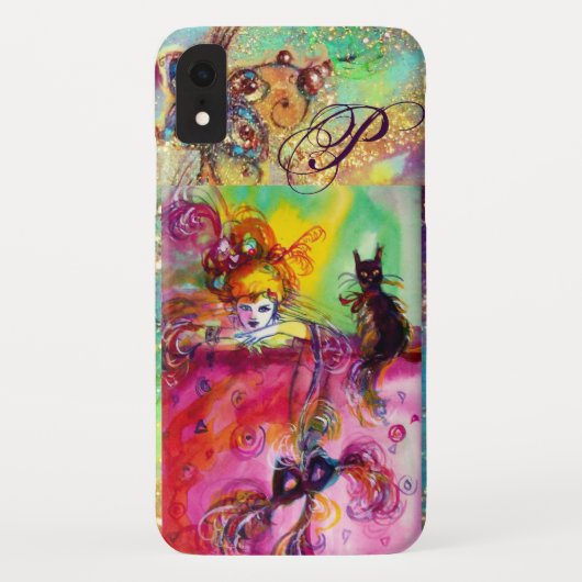 MASQUERADE NACHT / LADY MET ZWARTE CAT-MONOGRAM Case-Mate iPhone CASE (Achterkant)