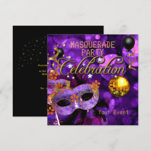 MASQUERADE Paarse Goud Dansfeest Disco Bal Kaart