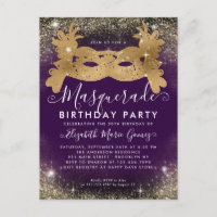 Masquerade Paarse Gouden Glitter Dust Verjaardagsf