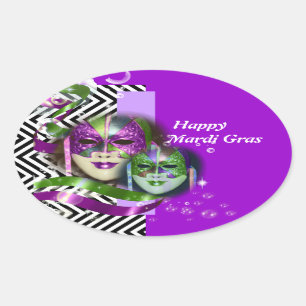 Masquerade partij mardi gras masker ovale sticker