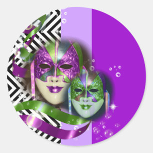 Masquerade partij mardi gras masker ronde sticker