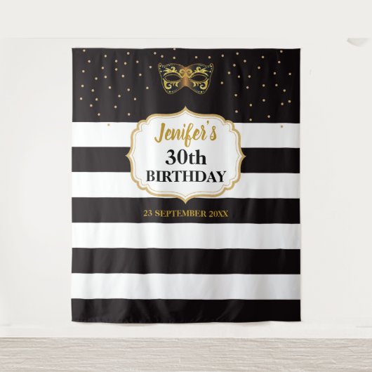 Masquerade Party Birthday Party Tapestry Backdrop Wandkleed (Voorkant)