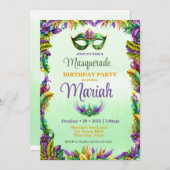 Masquerade Party Birthday Uitnodiging (Voorkant / Achterkant)