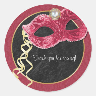 Masquerade Party Dank u Sticker - rood