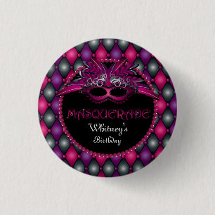Masquerade Party Favor 1-inch Button rondom de taf