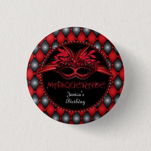 Masquerade Party Favor 1-inch Button rondom de taf (Voorkant)