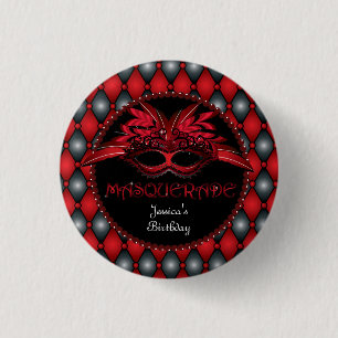 Masquerade Party Favor 1-inch Button rondom de taf