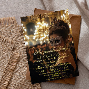 Masquerade Party Foto Quinceanera Folie Uitnodiging