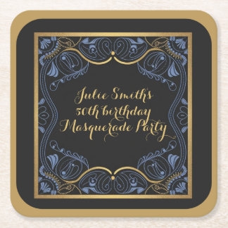 Masquerade Party gemaskerde bal verjaardag luxe Vierkante Kartonnen Onderzetter