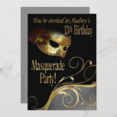 Masquerade Party Invitation for Audrey Kaart (Voorkant / Achterkant)