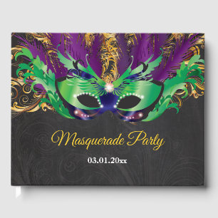 Masquerade Party Magical Night Green Paars Gold Gastenboek