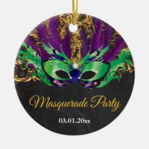 Masquerade Party Magical Night Green Paars Gold Keramisch Ornament