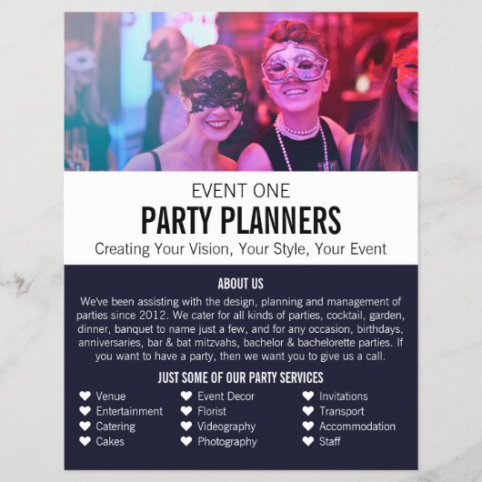 Masquerade Party, Party Event Planner Adverteren Flyer (Voorkant)
