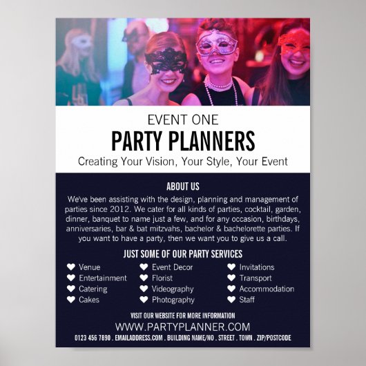 Masquerade Party, Party Event Planner Adverteren Poster (Voorkant)