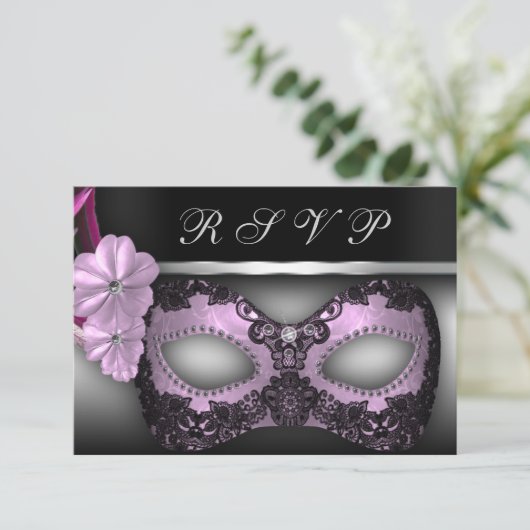 Masquerade Party RSVP nodigt uit (Staand voorkant)