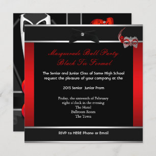 Masquerade Prom High School Dance Red Black Kaart