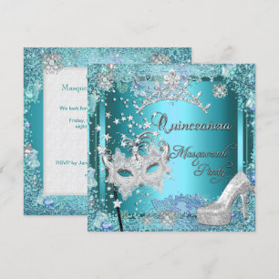 Masquerade Quinceanera 15de verjaardagsfeest blauw Kaart