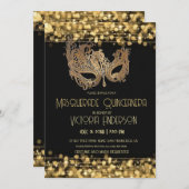 Masquerade Quinceanera Feest Verjaardag Goud Zwart Kaart (Voorkant / Achterkant)