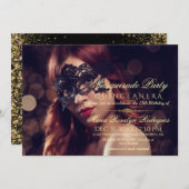 Masquerade Quinceanera Photo Invitation (Devant / Derrière)