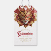 Masquerade Quinceanera rood goud ID1031 Cadeaulabel (Voorkant)