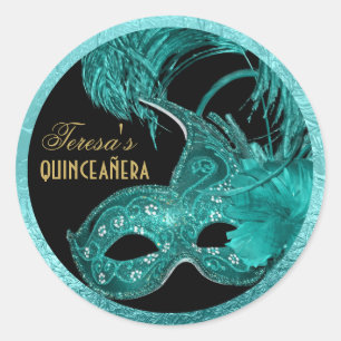 Masquerade quinceañera verjaardagstaarmasker ronde sticker