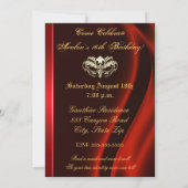 Masquerade Red Jeweled Sweet 16 Uitnodiging (Achterkant)
