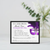 Masquerade Reply Cards RSVP Kaartje (Staand voorkant)