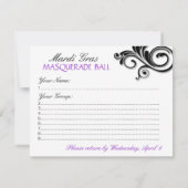 Masquerade Reply Cards RSVP Kaartje (Achterkant)