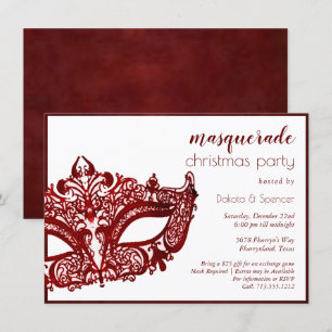 Masquerade Rood Masker   Mardi Gras Kerstfeest Kaart