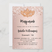 Masquerade roos goud Sweet 16 Kaart (Voorkant)