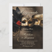 Masquerade Soiree Venetiaanse Maskers Duo 50e verj Kaart (Voorkant)