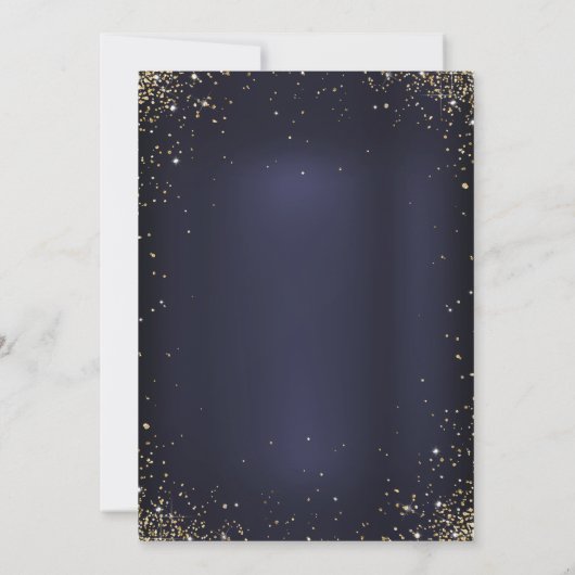 Masquerade Sparkly Gold Glitter Navy Blue Sweet 16 Kaart (Achterkant)