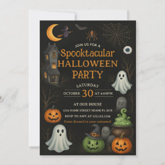 Masquerade Spooktacular Halloween Party Uitnodigen Kaart