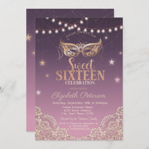 Masquerade, String Lights, Lace Sweet 16 Kaart