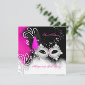 Masquerade Sweet 16 Hot Pink Black doethermasker 2 Kaart (Staand voorkant)