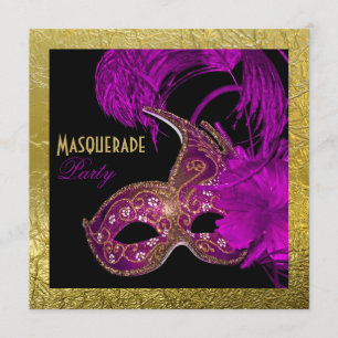 Masquerade Sweet Sixteen party paarse gouden folie Kaart