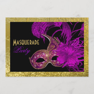 Masquerade Sweet Sixteen party paarse gouden folie Kaart