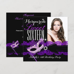 Masquerade Sweet Sixteen Sweet 16 Paars Black Kaart