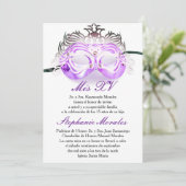Masquerade violette Quinceanera Invitation Anniver (Debout devant)