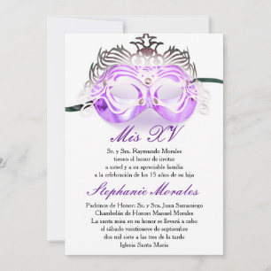 Masquerade violette Quinceanera Invitation Anniver