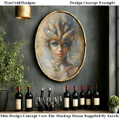 Masquerade Vrouw Olieverfschilderij Decoupage Link Tissuepapier