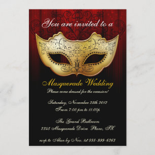 Masquerade Wedding Celebration Fancy uitnodiging