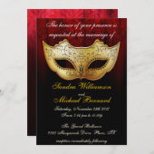 Masquerade Wedding Celebration Fancy Uitnodiging (Voorkant / Achterkant)
