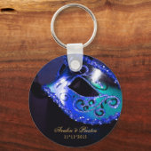 Masquerade Wedding Favor Blue Sleutelhanger (Voorkant)