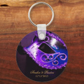 Masquerade Wedding Favor Paarse Sleutelhanger (Voorkant)
