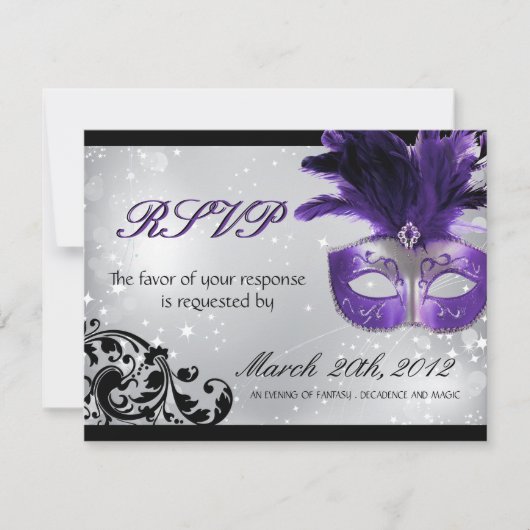 Masquerade Wedding RSVP-kaarten RSVP Kaartje (Voorkant)