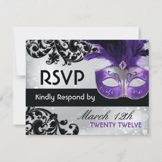 Masquerade Wedding RSVP-kaarten RSVP Kaartje (Voorkant)