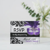 Masquerade Wedding RSVP-kaarten RSVP Kaartje (Staand voorkant)