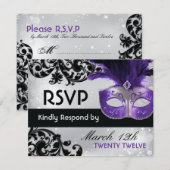 Masquerade Wedding RSVP-kaarten RSVP Kaartje (Voorkant / Achterkant)