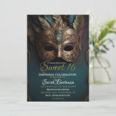 Masquerade zoet 16 uitnodiging (Staand voorkant)